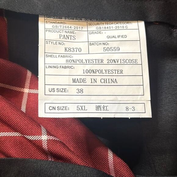 Men’s Check Plaid 3 Piece Suit Double Breasted Peak Lapel 42 Jacket 38 Pants NEW - Picture 14 of 16